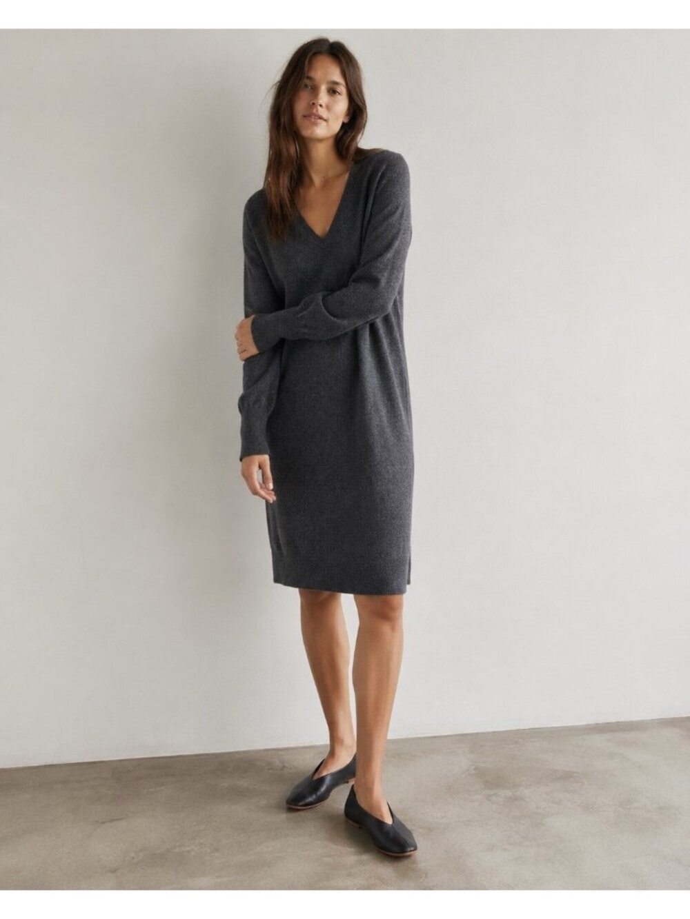 Everlane Womens Cashmere Sweater Dress Sz Medium Gray Minimalist Quiet Luxury